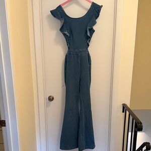 Jealous Tomato Blue Ruffle Jumpsuit